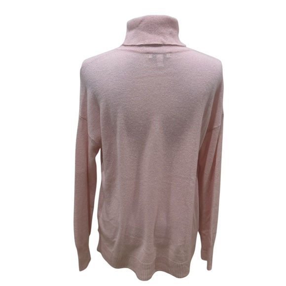Nordstrom Soft Pink Turtleneck 100% cashmere Sweater ribbed hems size medium - Picture 7 of 9
